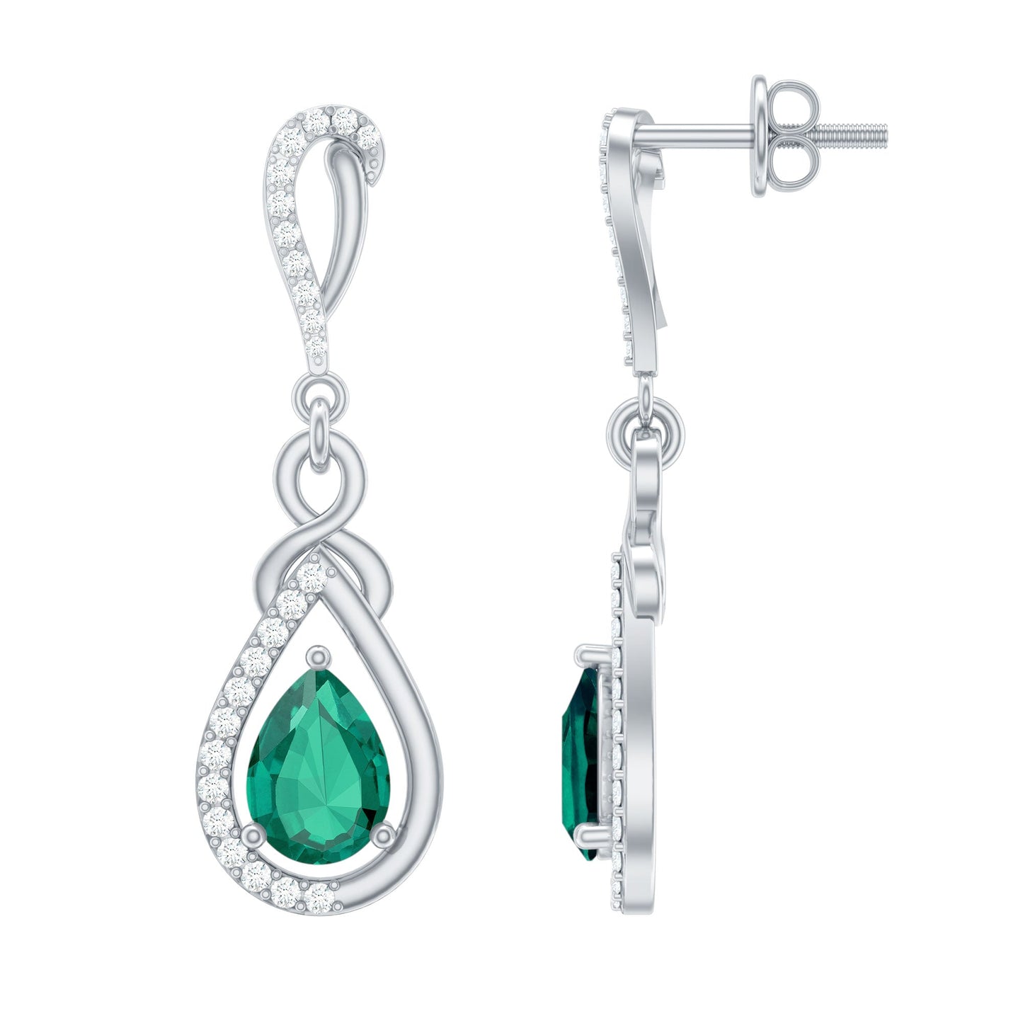 Designer 1.4 Carat Lab Grown Emerald Drop Earrings with Moissanite