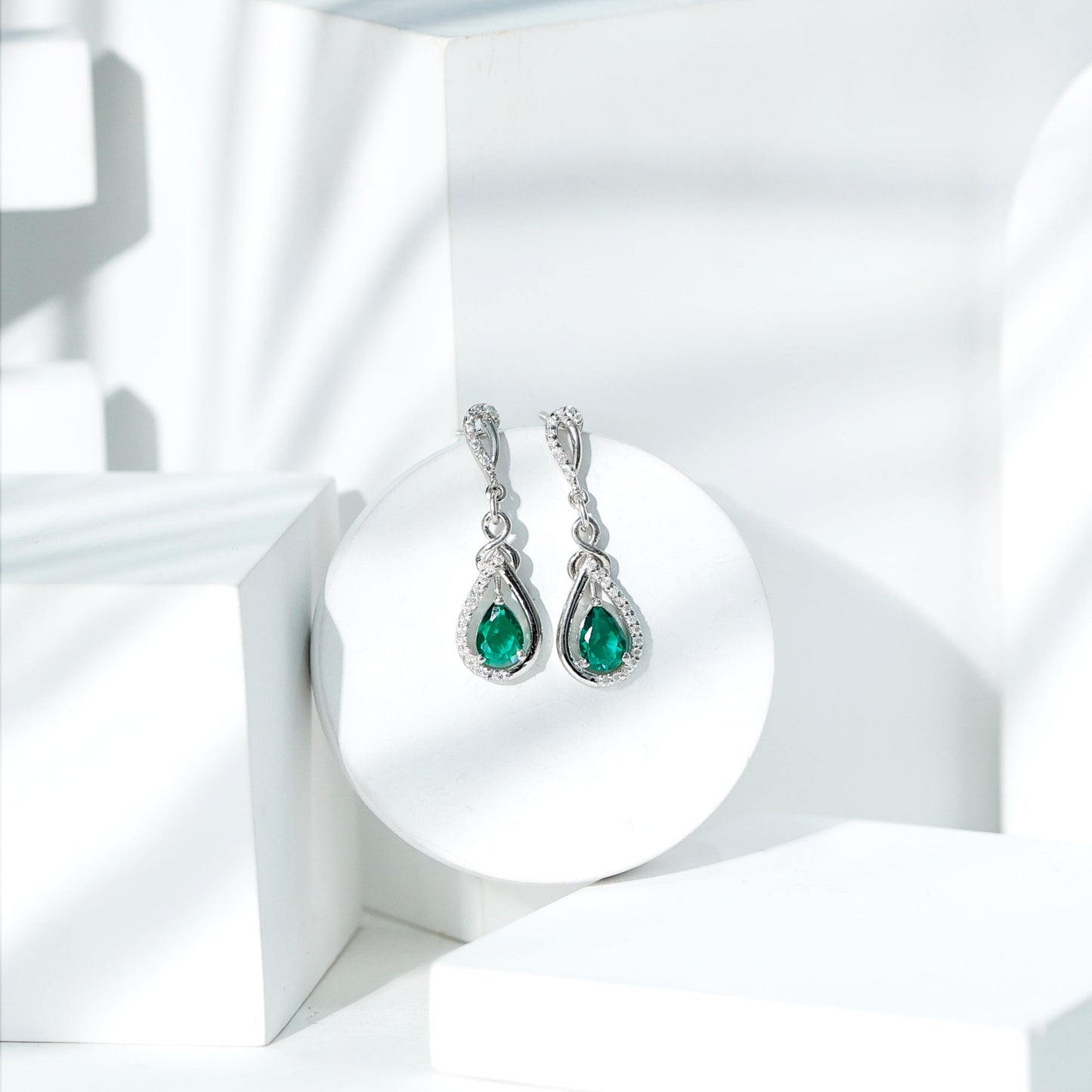 Designer 1.4 Carat Lab Grown Emerald Drop Earrings with Moissanite