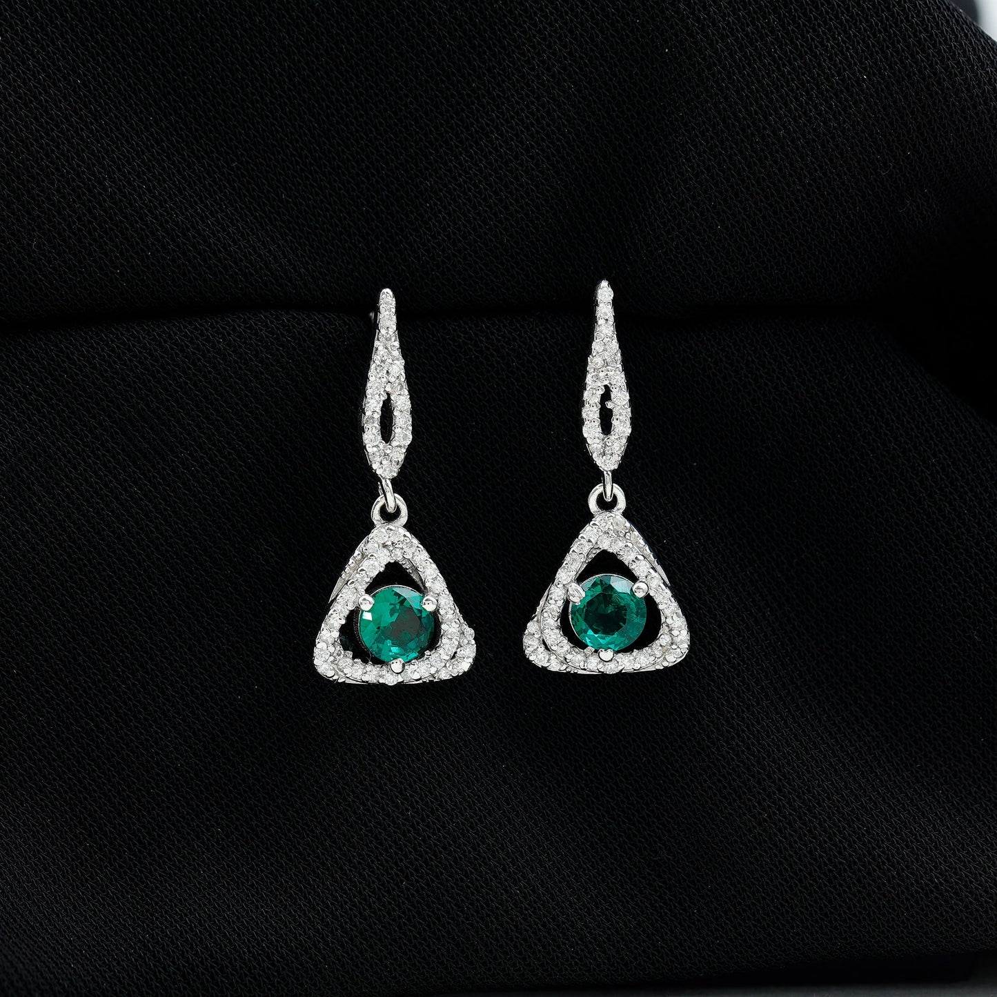 1.6 Carat Lab Grown Emerald Drop Earrings with Moissanite