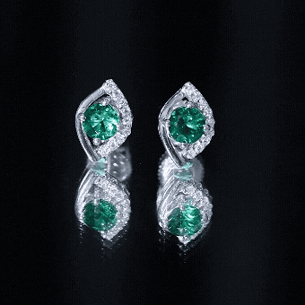 Sterling Silver 1 Carat Lab Grown Emerald Stud Earrings with Moissanite