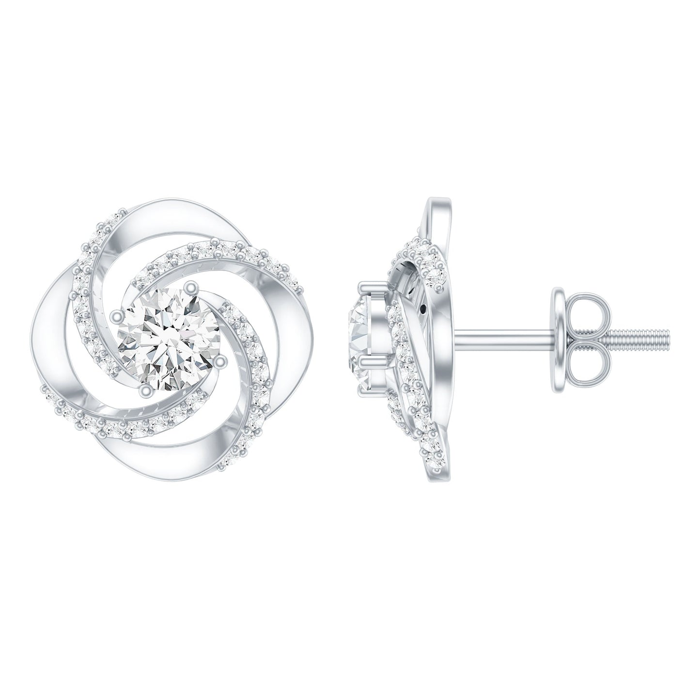 Certified Lab 5 MM Round Diamond Swirl Stud Earrings
