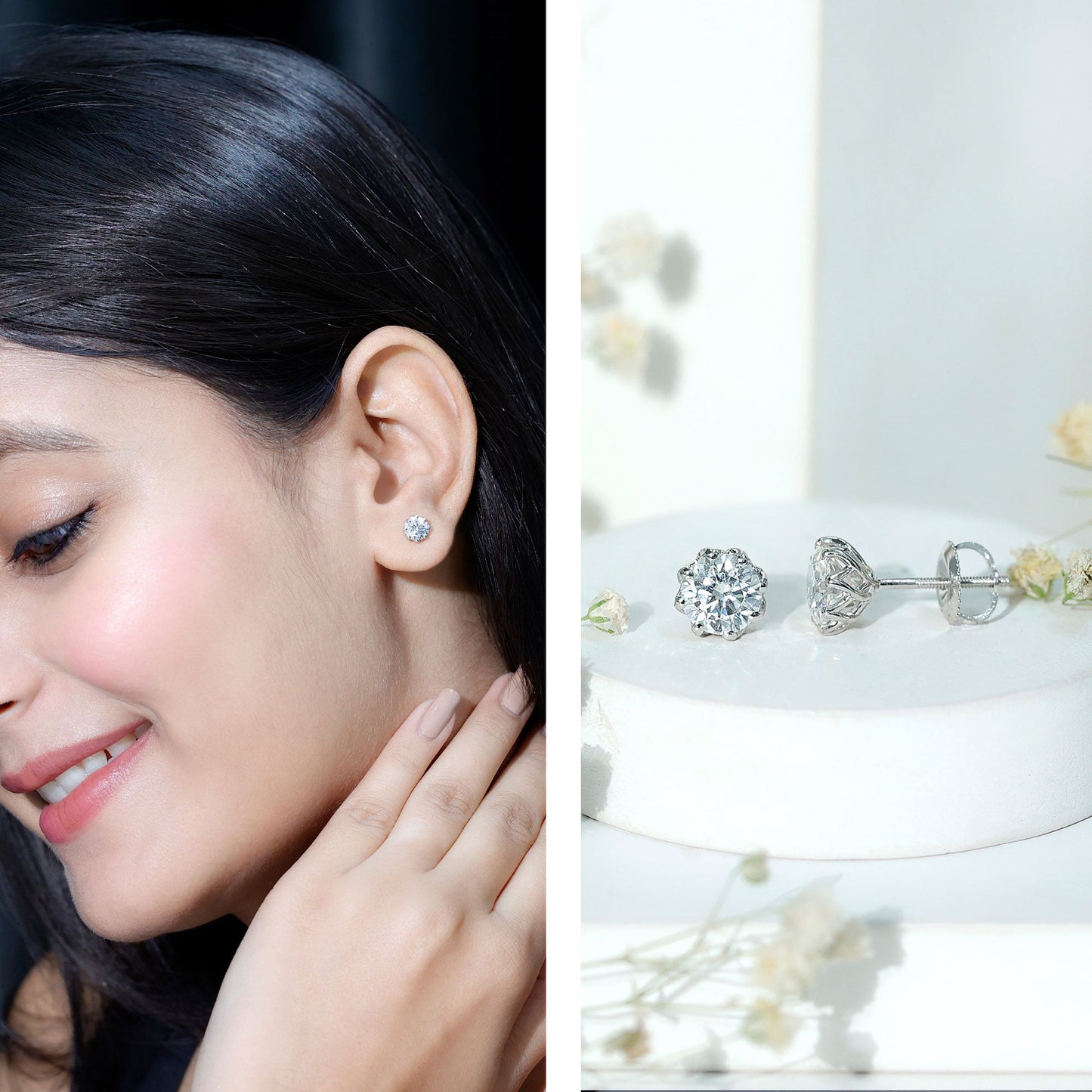 Certified 6 MM Lab Grown Diamond Solitaire Stud Earrings