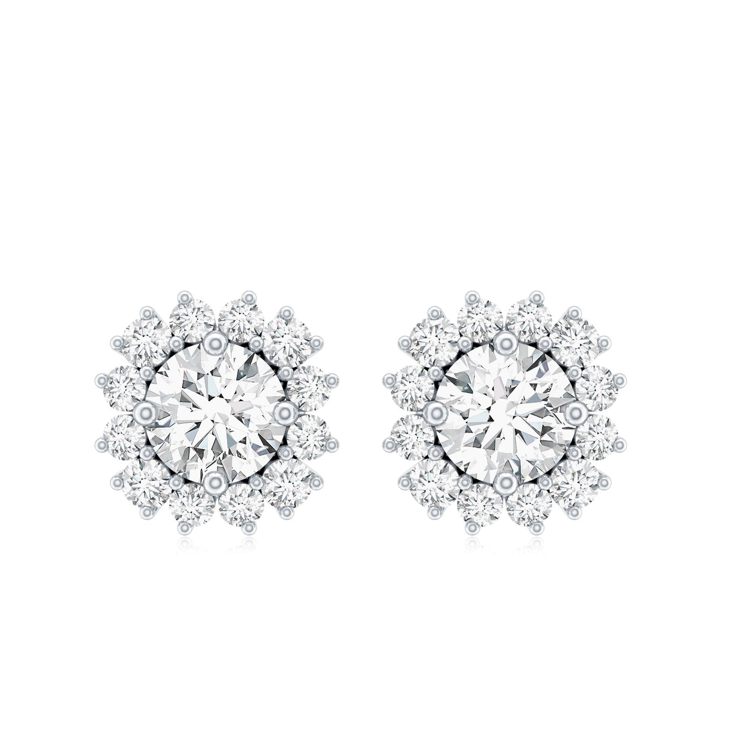 Certified 5 MM Round Lab Grown Diamond Halo Stud Earrings