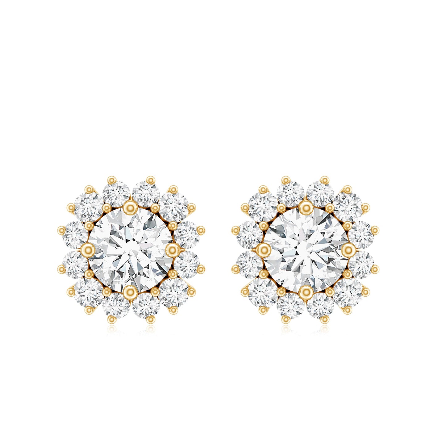 Certified 5 MM Round Lab Grown Diamond Halo Stud Earrings