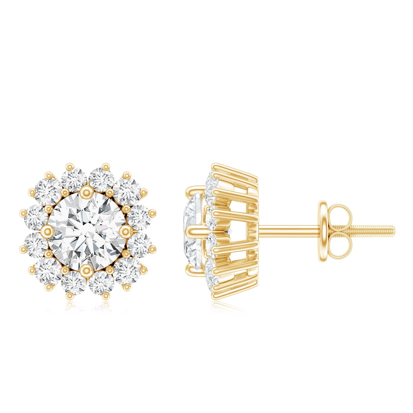 Certified 5 MM Round Lab Grown Diamond Halo Stud Earrings