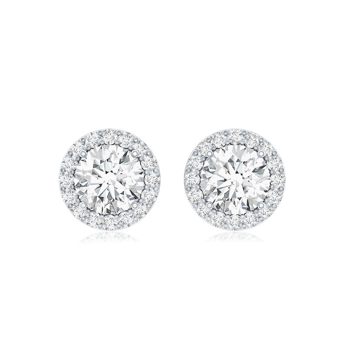 5 MM Round Lab Grown Diamond Halo Stud Earrings With Screw Back