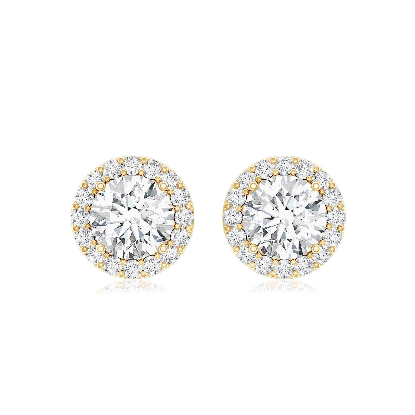 5 MM Round Lab Grown Diamond Halo Stud Earrings With Screw Back
