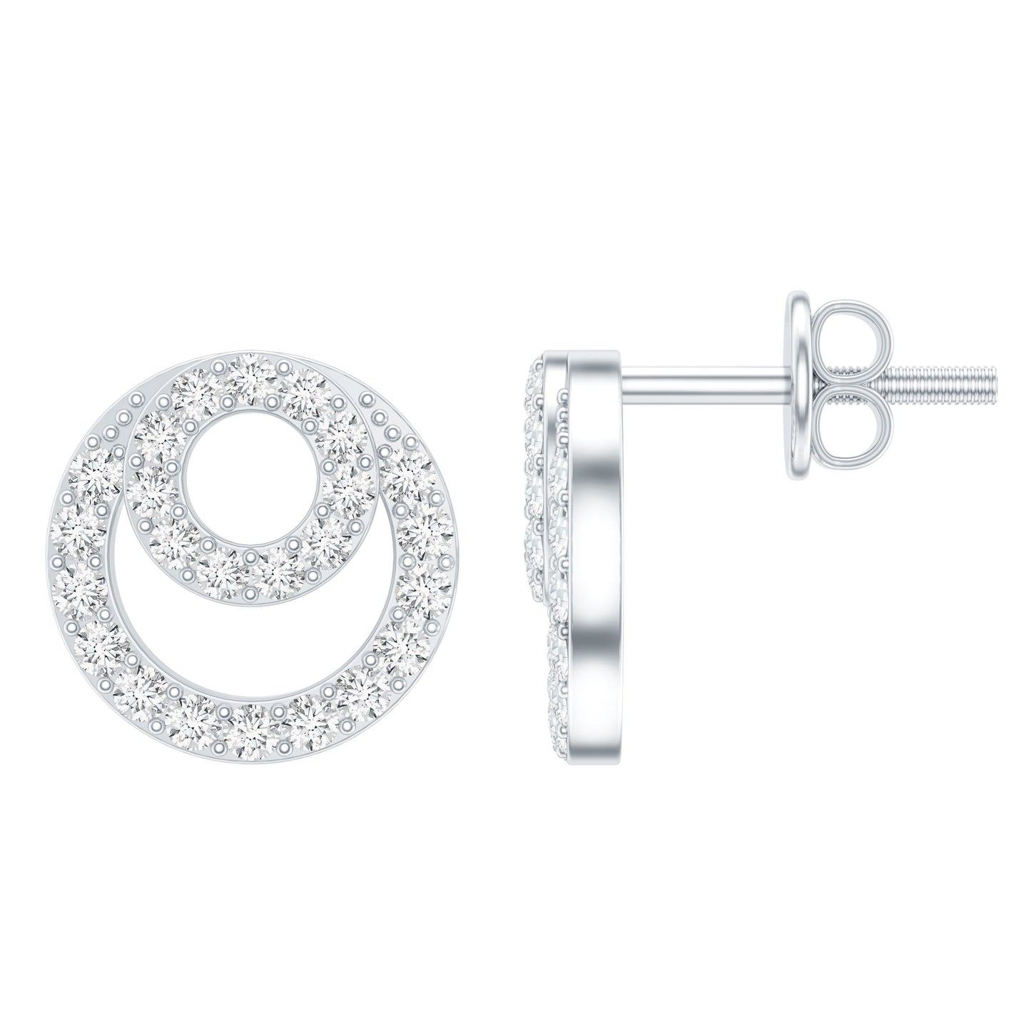 Lab Grown Diamond Double Circle Stud Earrings