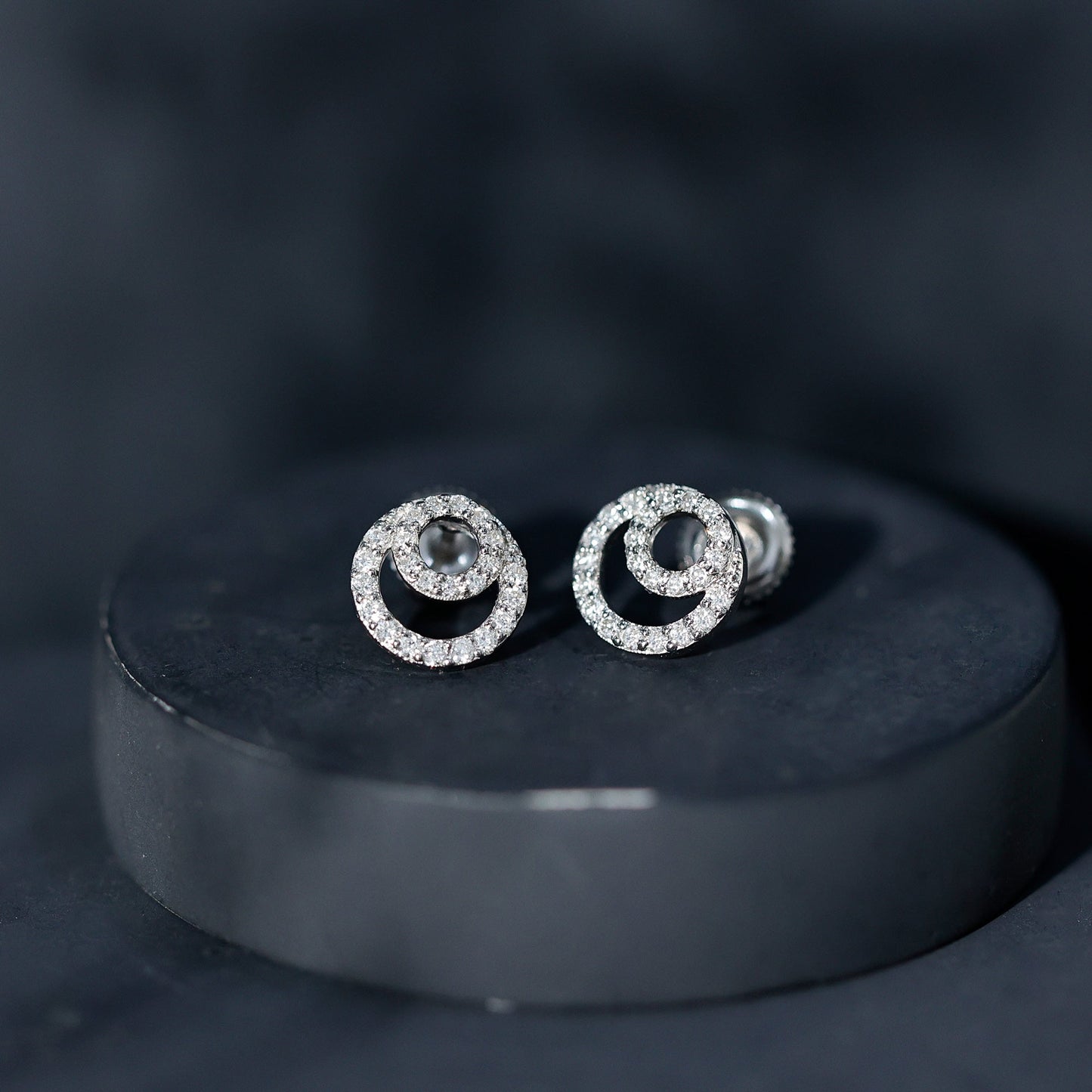 Lab Grown Diamond Double Circle Stud Earrings