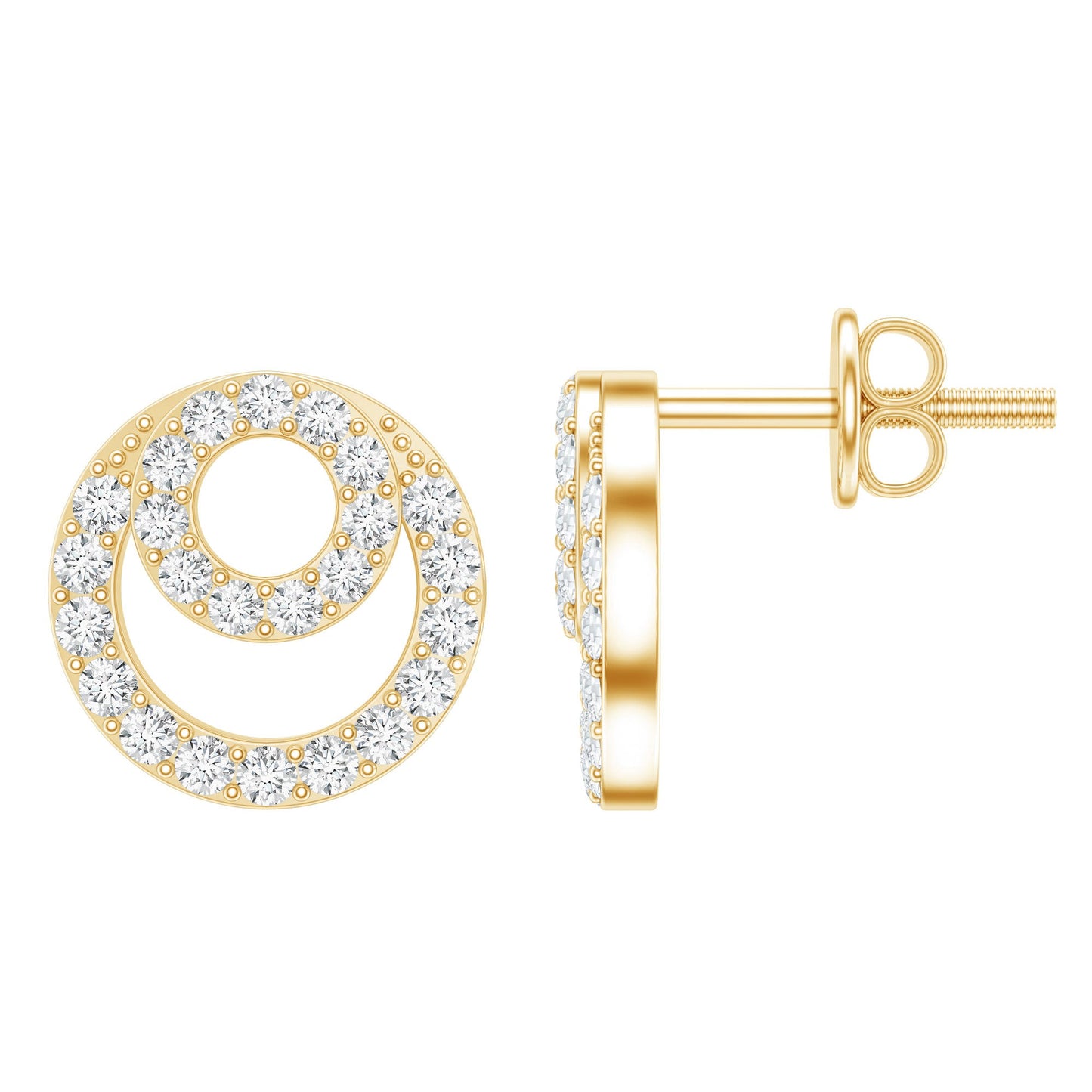 Lab Grown Diamond Double Circle Stud Earrings