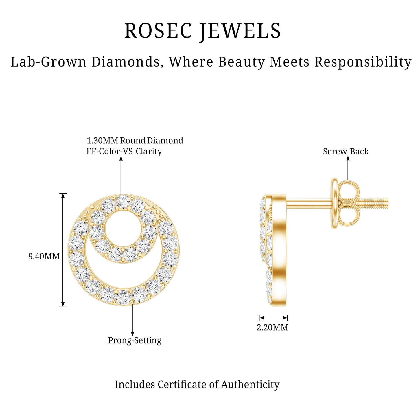 Lab Grown Diamond Double Circle Stud Earrings