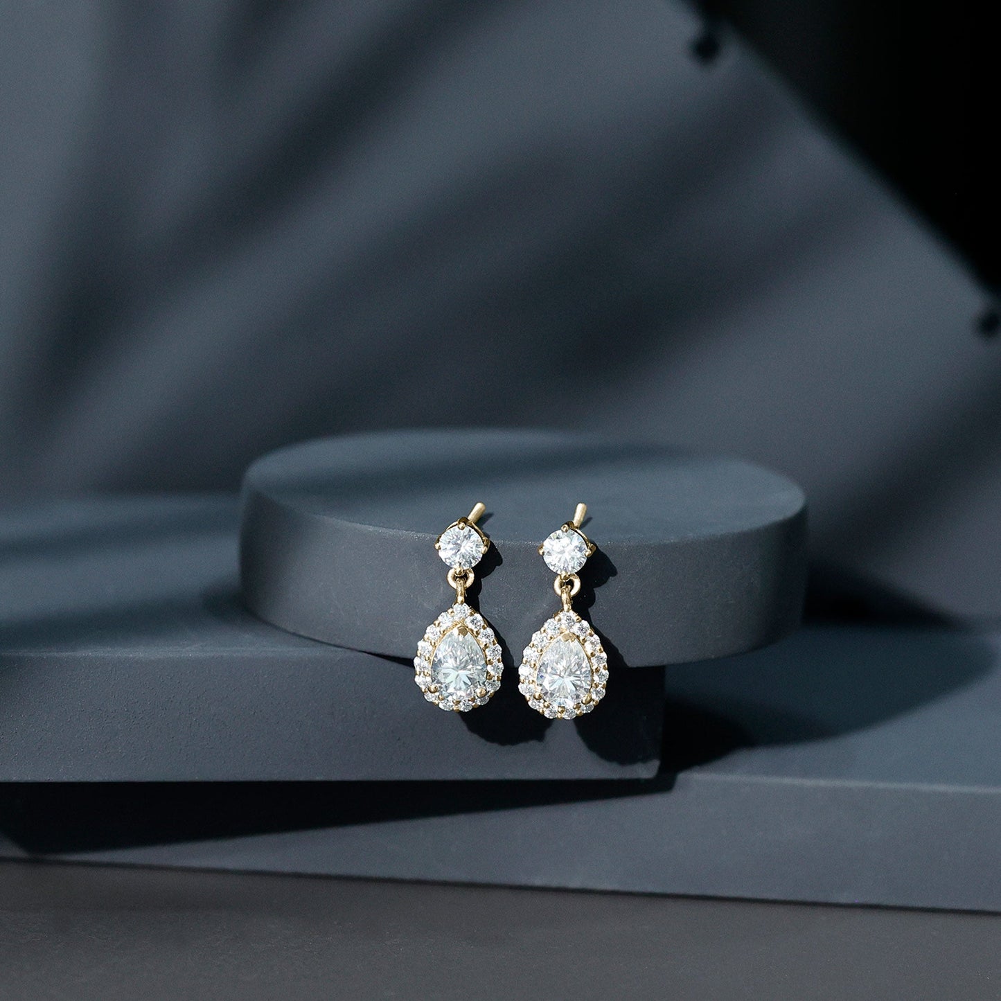 Lab 5X7MM Pear Shaped Diamond Bridal Drop Earrings