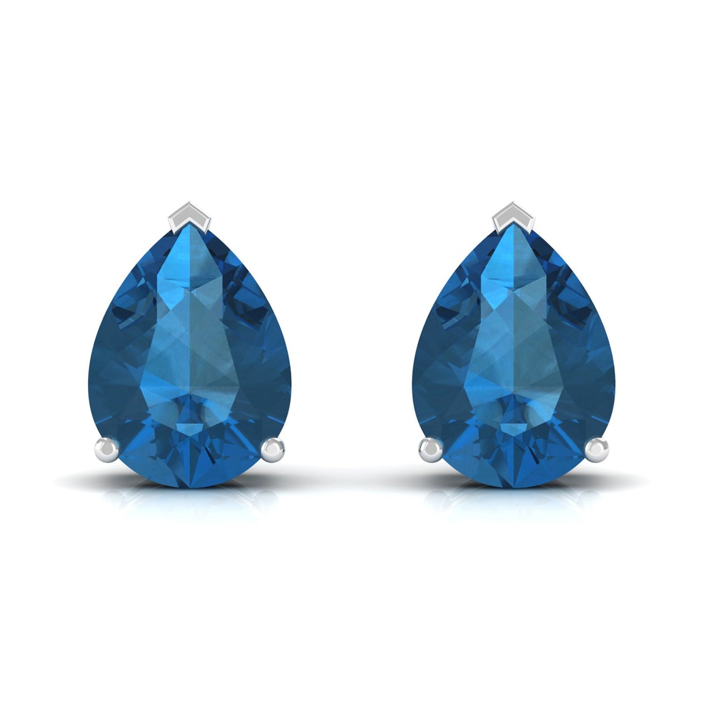 2.50 CT Solitaire Stud Earrings with Pear Shaped London Blue Topaz