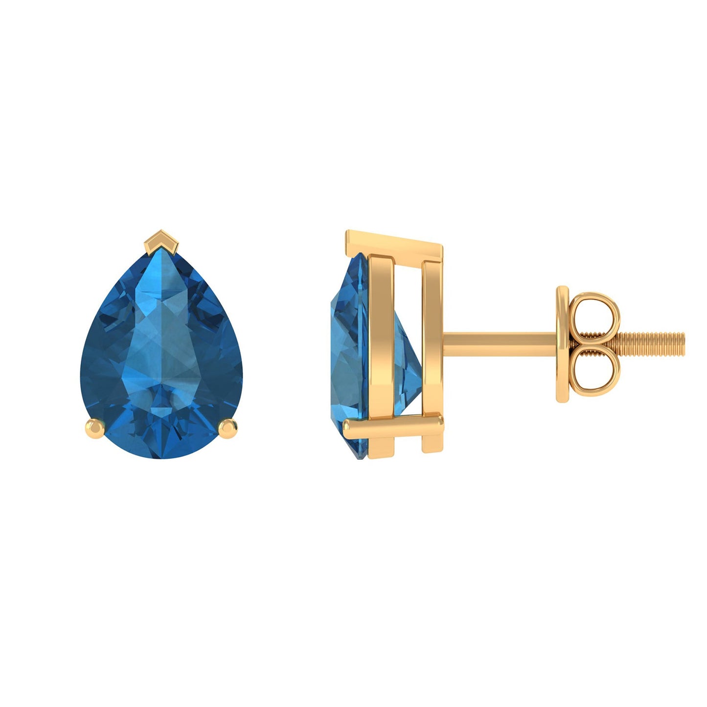 2.50 CT Solitaire Stud Earrings with Pear Shaped London Blue Topaz