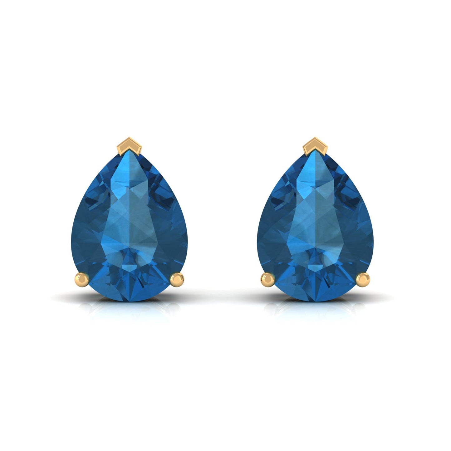 2.50 CT Solitaire Stud Earrings with Pear Shaped London Blue Topaz