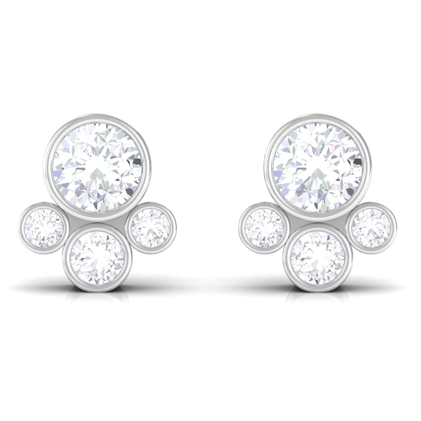 1/2 CT Contemporary Diamond Bezel Cluster Stud Earrings