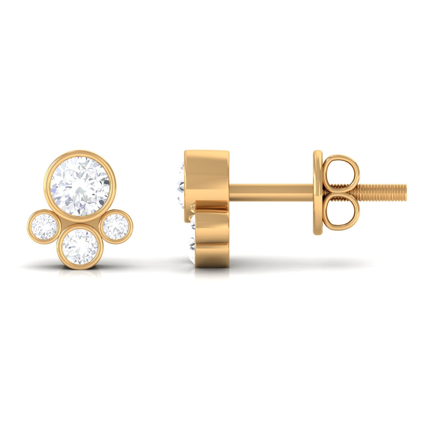 1/2 CT Contemporary Diamond Bezel Cluster Stud Earrings