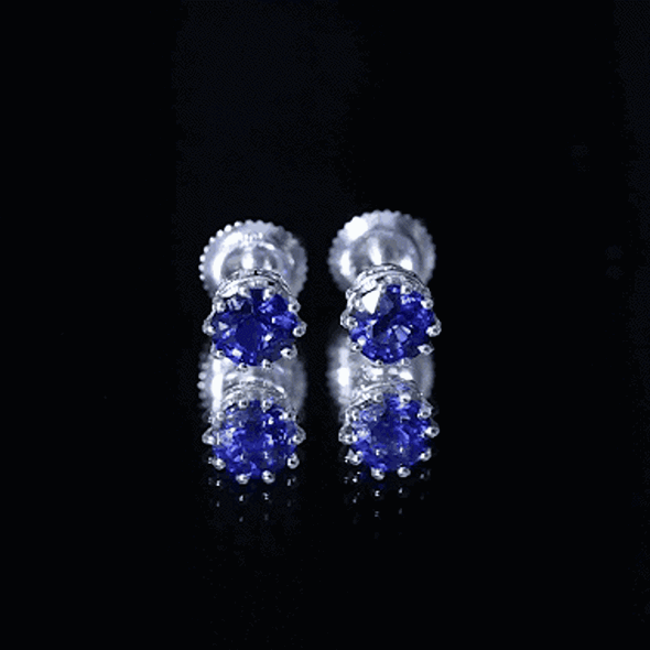 2 CT Blue Sapphire Solitaire Vintage Earrings for Women