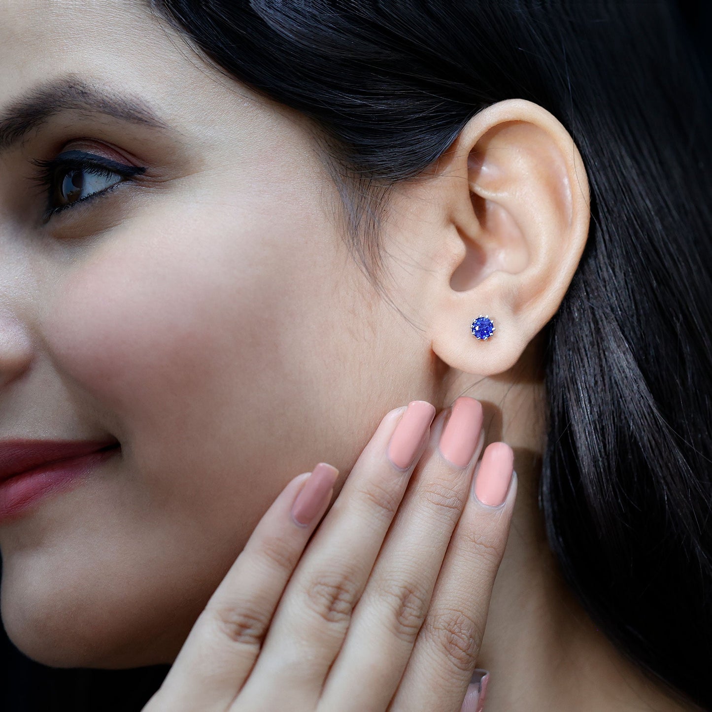 2 CT Blue Sapphire Solitaire Vintage Earrings for Women