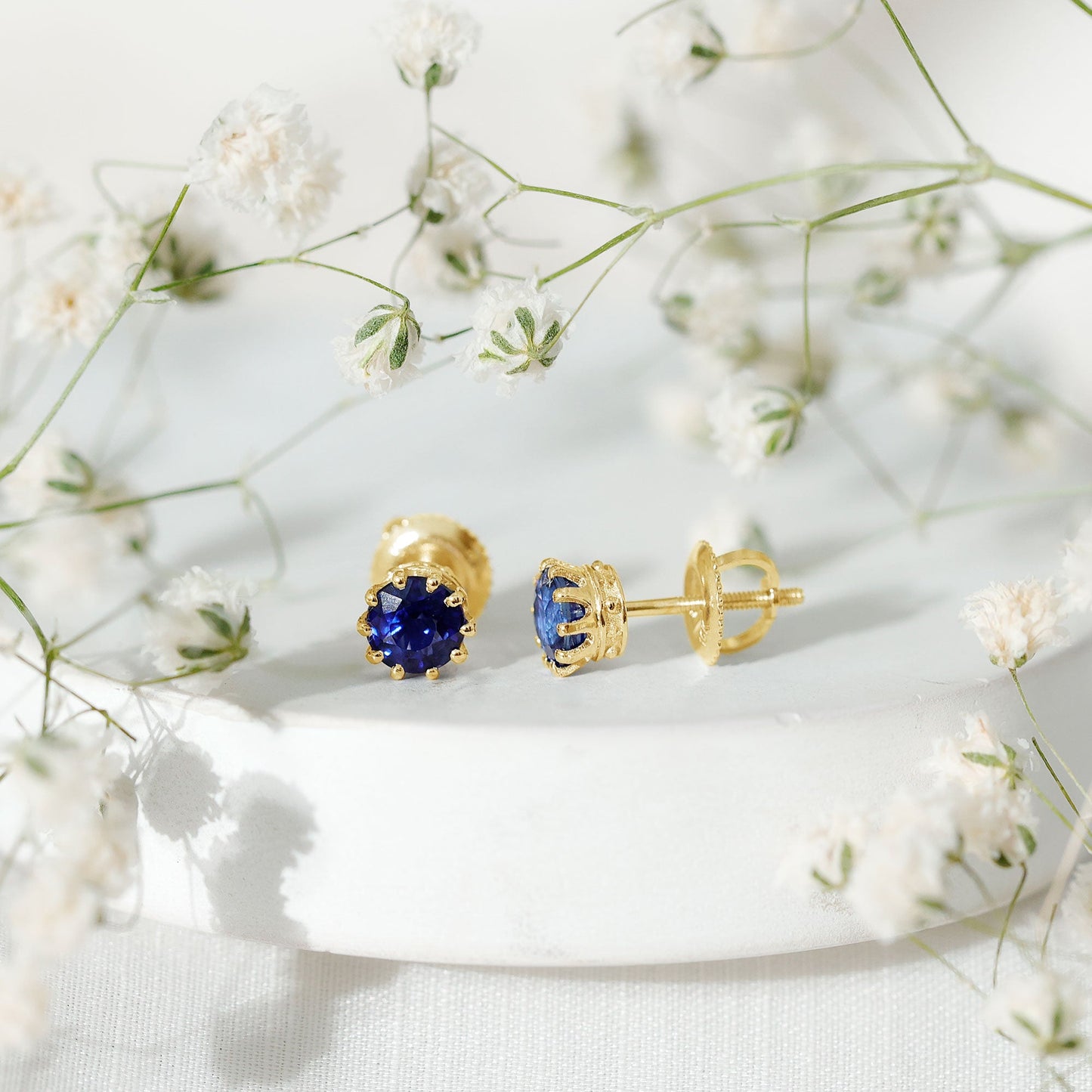 2 CT Blue Sapphire Solitaire Vintage Earrings for Women