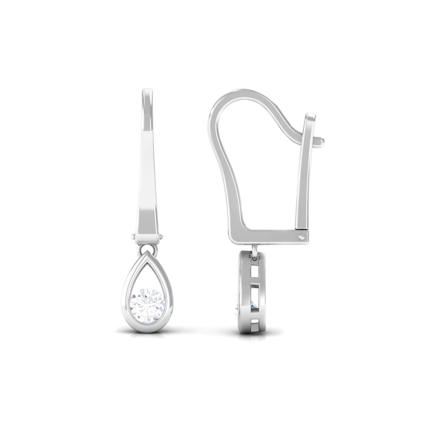 1/2 CT Genuine Diamond Teardrop Hoop Earrings