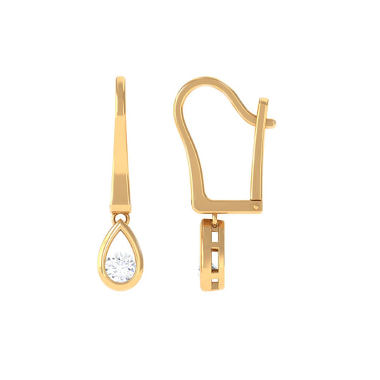 1/2 CT Genuine Diamond Teardrop Hoop Earrings