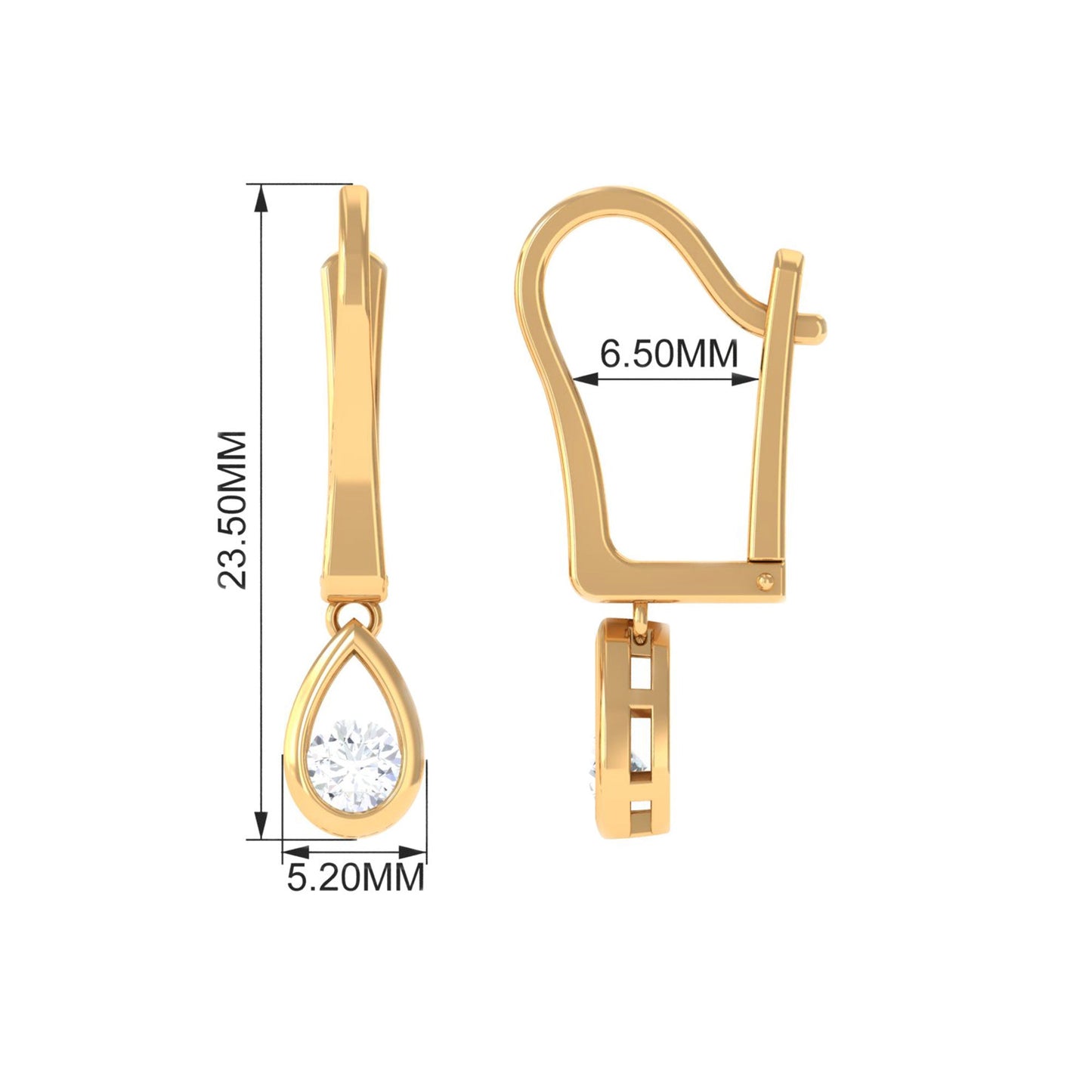 1/2 CT Genuine Diamond Teardrop Hoop Earrings