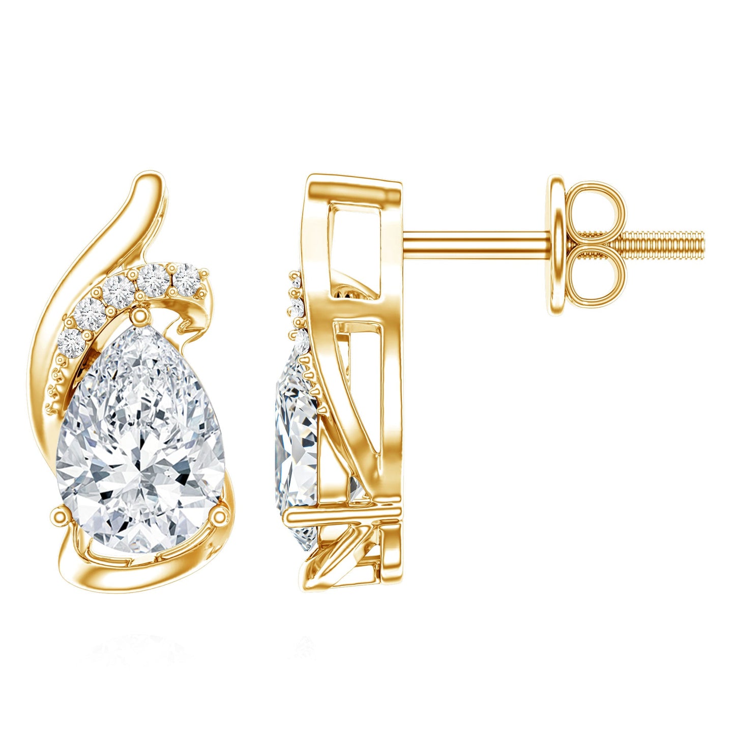 5X7 MM Certified Lab Grown Diamond Teardrop Stud Earrings