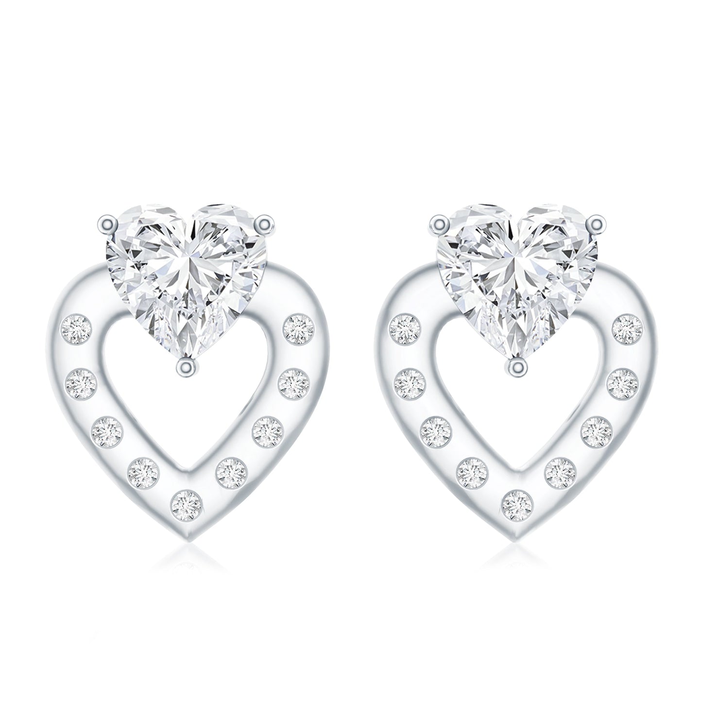 6 MM Lab Grown Diamond Heart Studs For Her