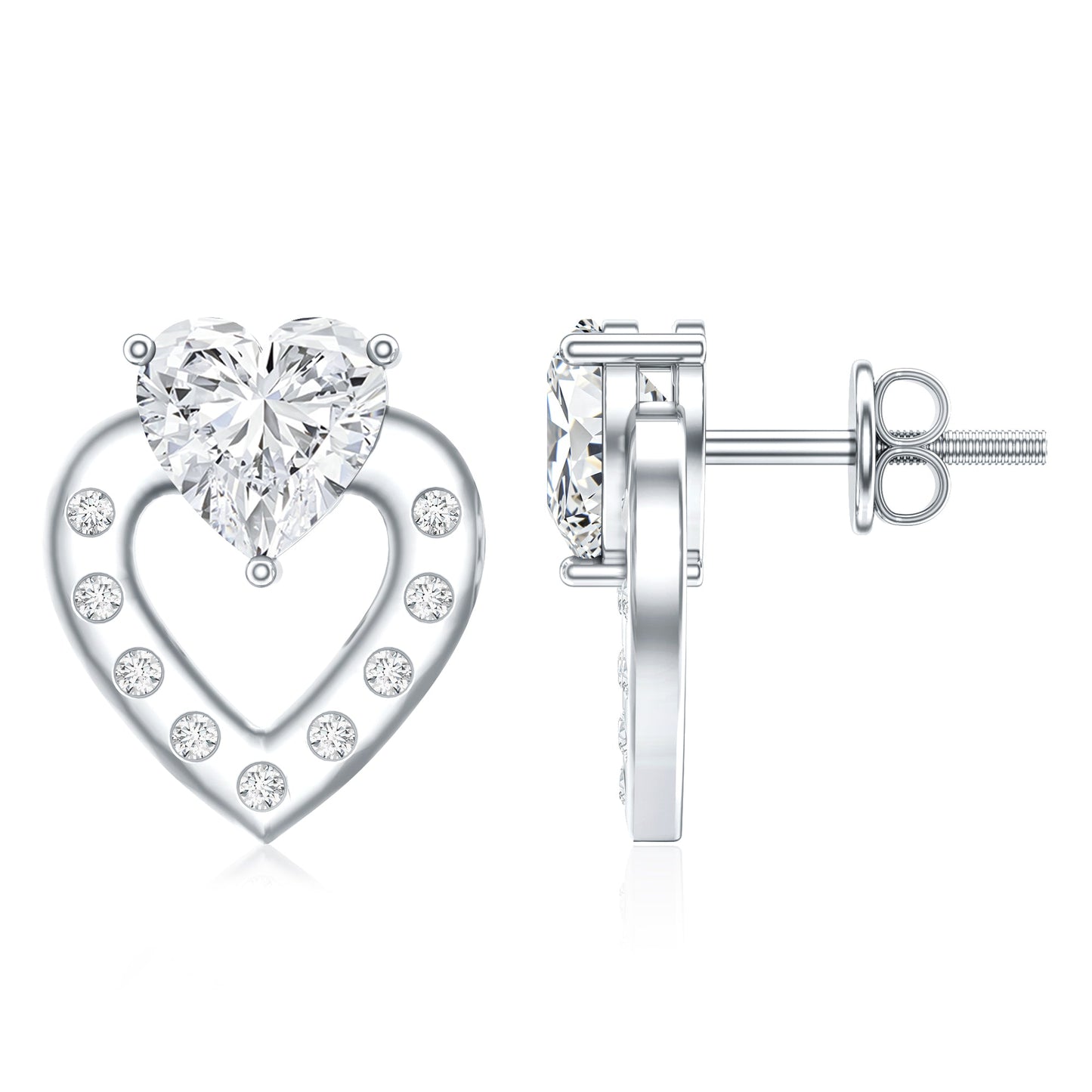 6 MM Lab Grown Diamond Heart Studs For Her