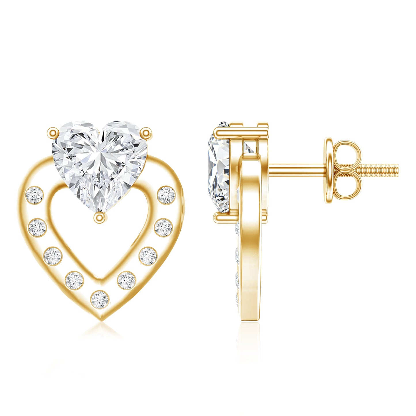 6 MM Lab Grown Diamond Heart Studs For Her