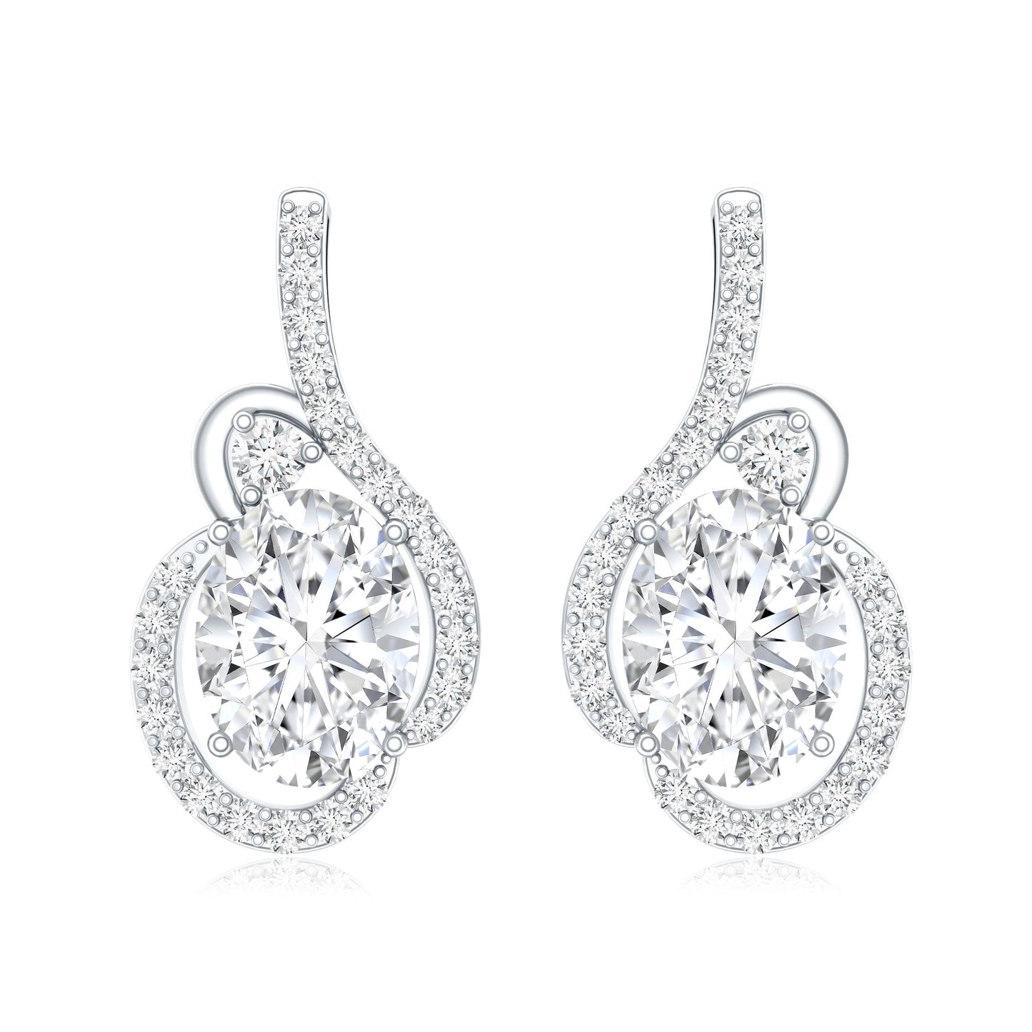 Certified 6X8 MM Oval Lab Grown Diamond Designer Stud Earrings