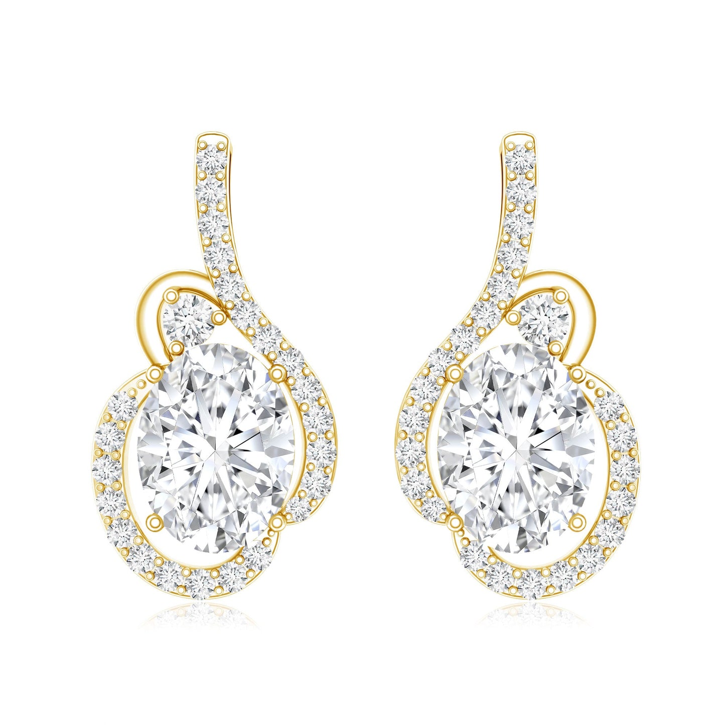 Certified 6X8 MM Oval Lab Grown Diamond Designer Stud Earrings
