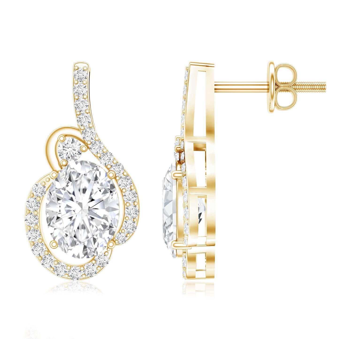 Certified 6X8 MM Oval Lab Grown Diamond Designer Stud Earrings