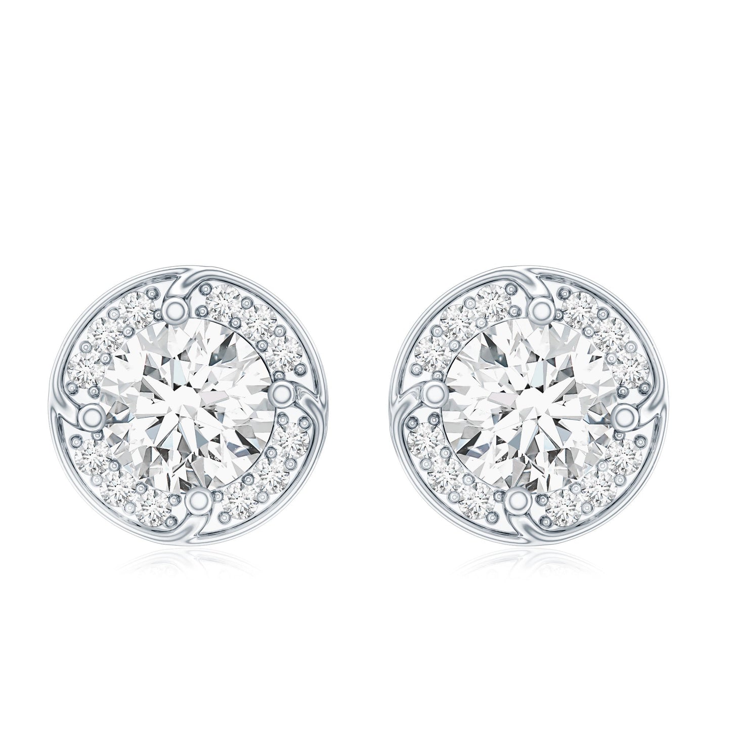 1 Carat Lab Grown Diamond Halo Stud Earrings