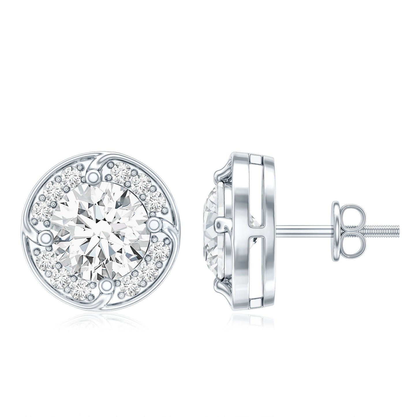 1 Carat Lab Grown Diamond Halo Stud Earrings