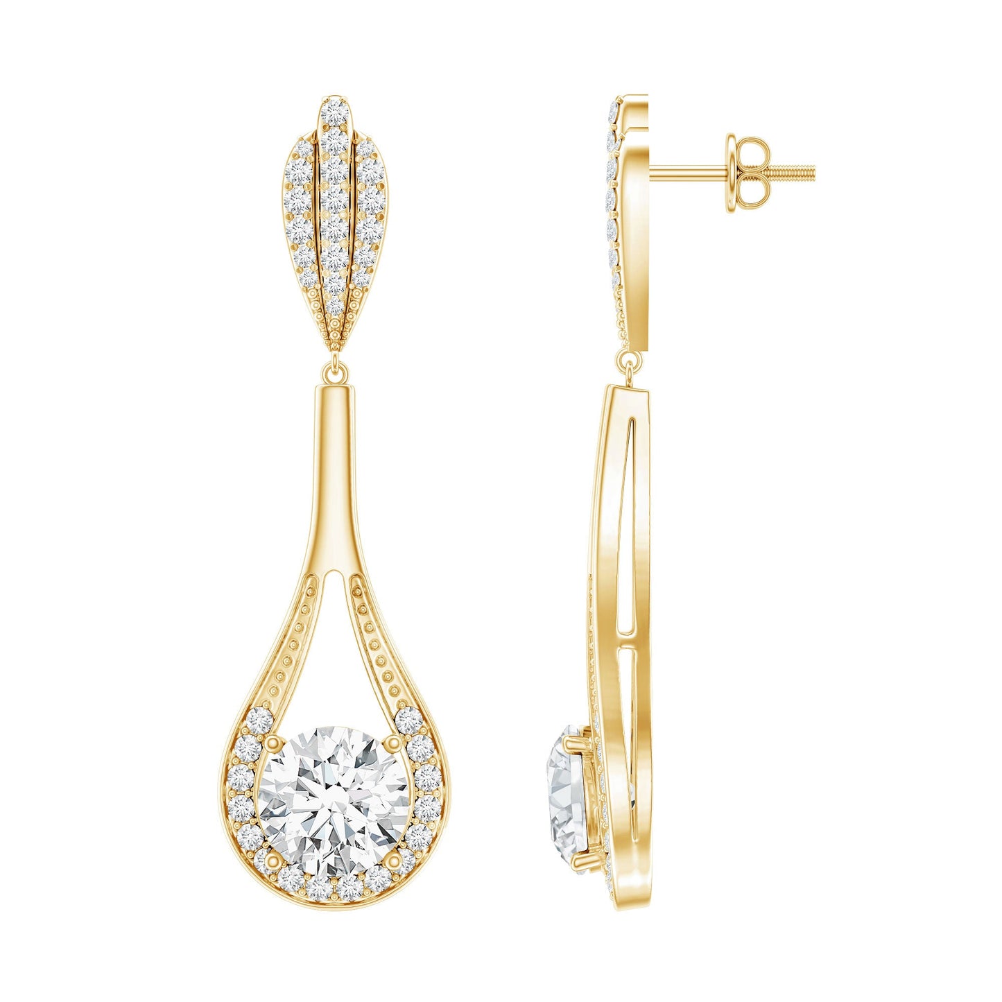 Certified Lab Grown Diamond Long Dangle Earrings