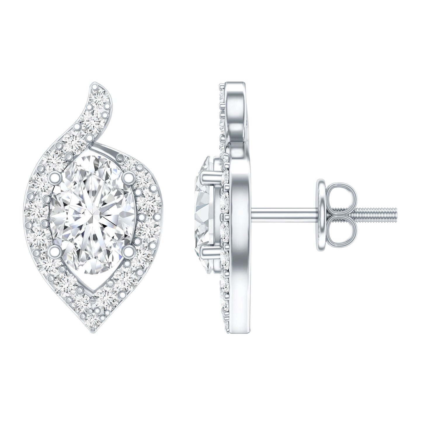 Certified 5X7 MM Oval Lab Grown Diamond Stud Earrings For Women