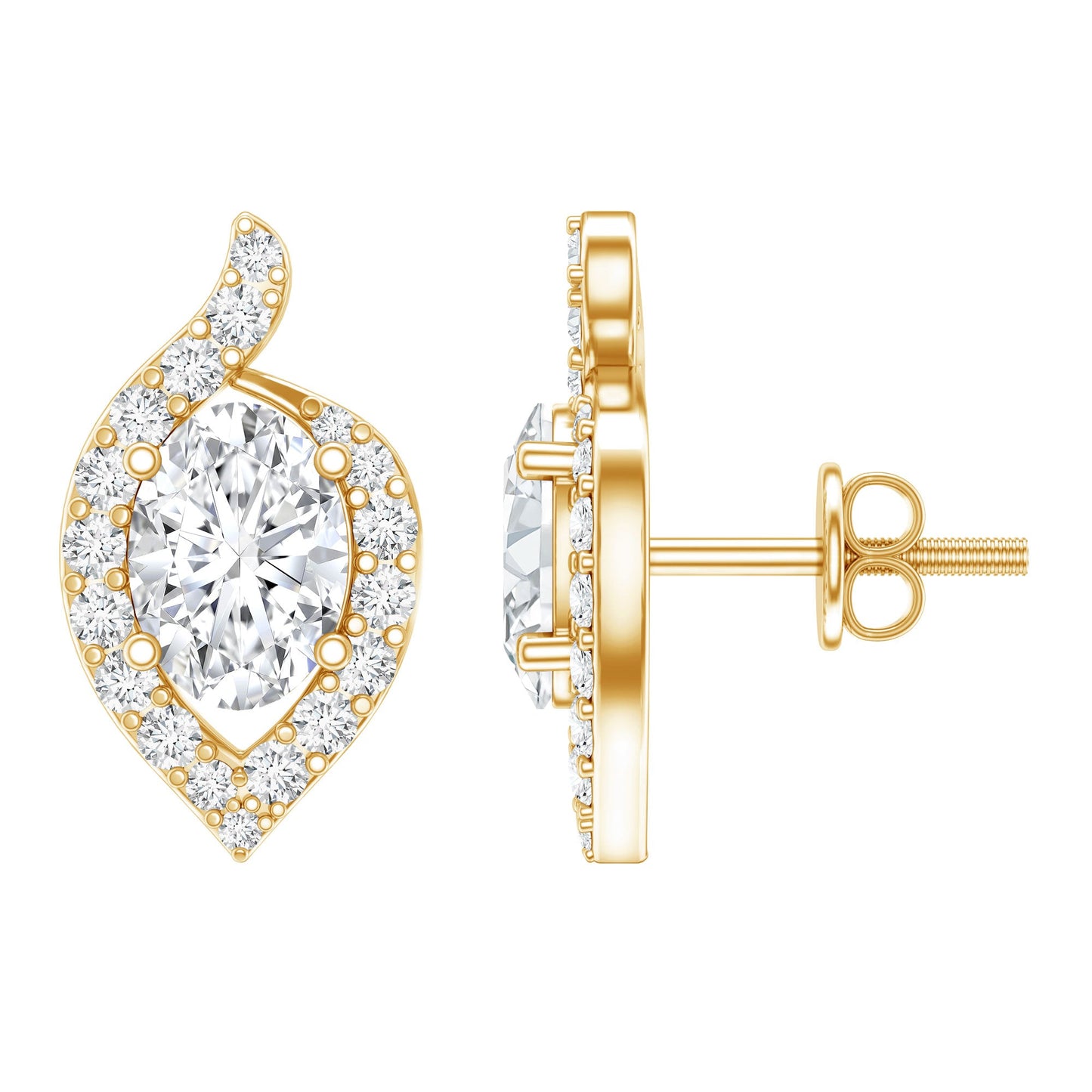 Certified 5X7 MM Oval Lab Grown Diamond Stud Earrings For Women