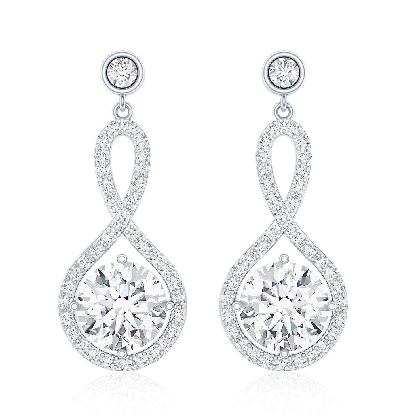 6 MM Lab Grown Diamond Infinity Dangle Earrings For Women