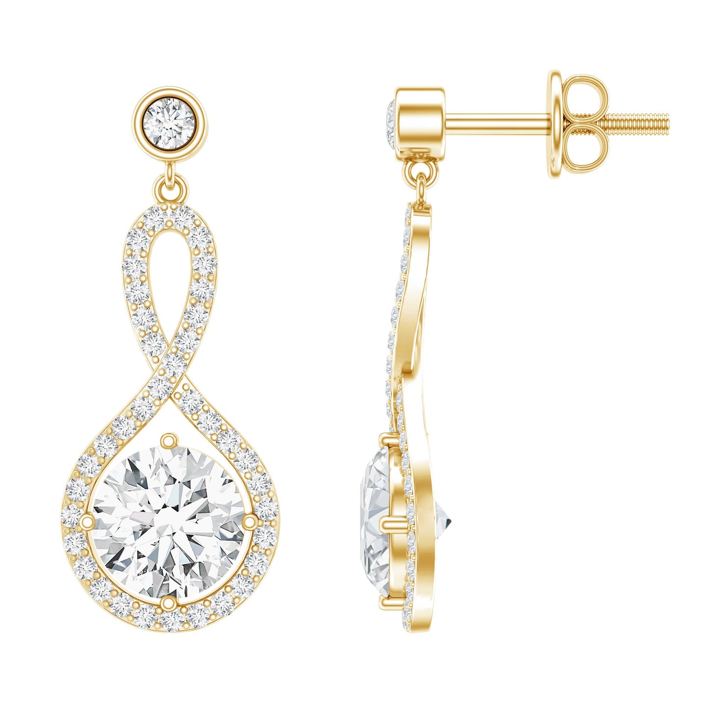 6 MM Lab Grown Diamond Infinity Dangle Earrings For Women
