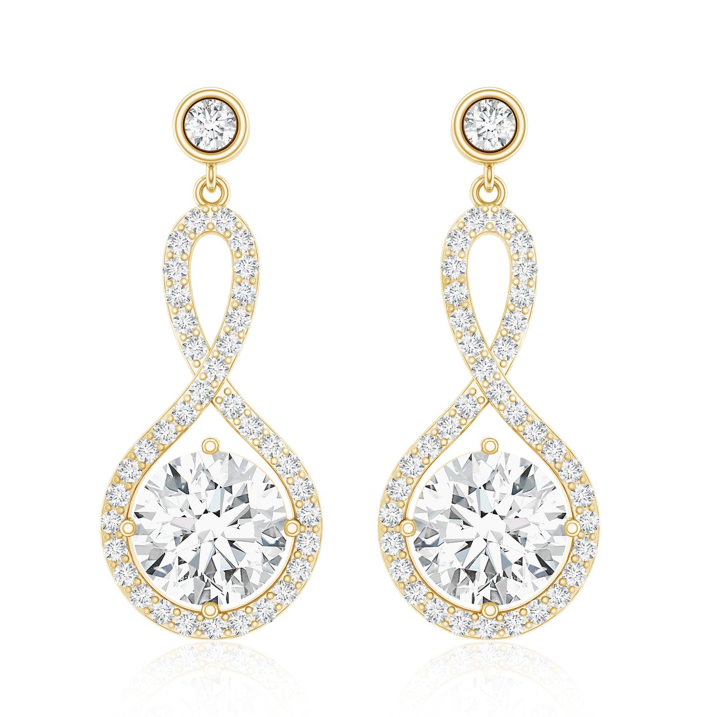 6 MM Lab Grown Diamond Infinity Dangle Earrings For Women