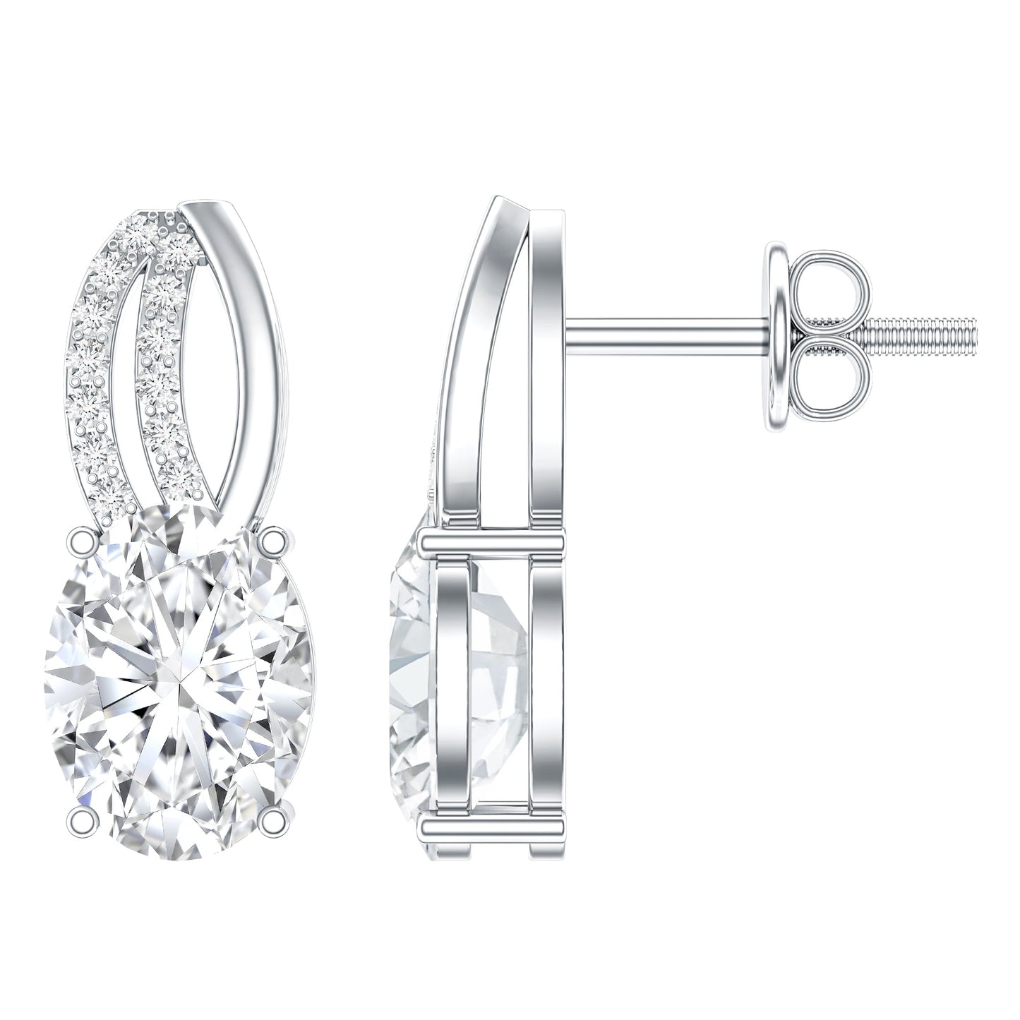6X8 MM Oval Lab Grown Diamond Designer Studs For Women