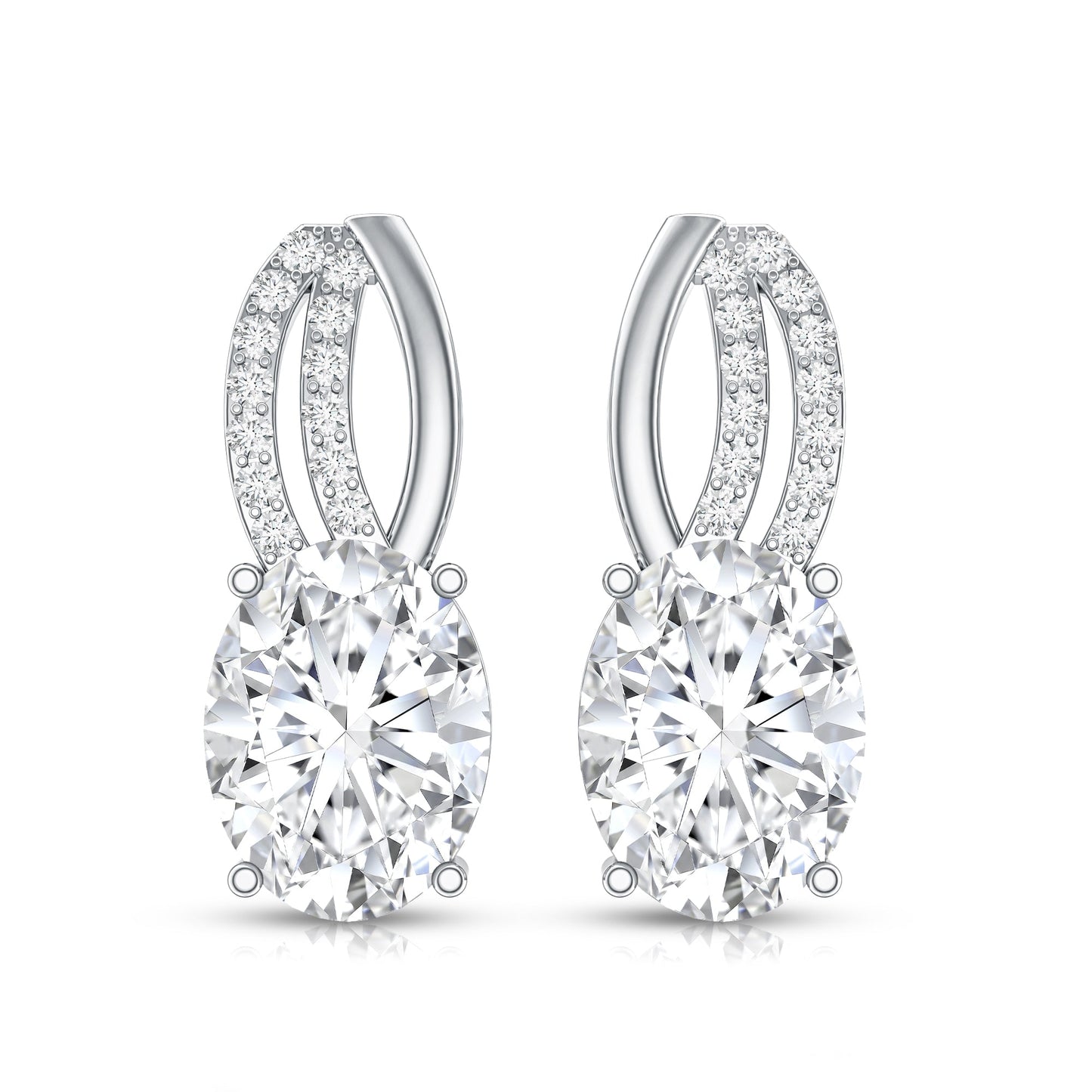 6X8 MM Oval Lab Grown Diamond Designer Studs For Women