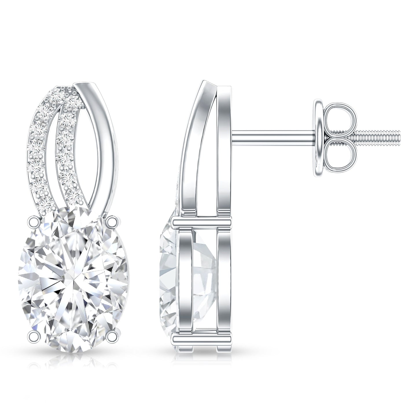 6X8 MM Oval Lab Grown Diamond Designer Studs For Women