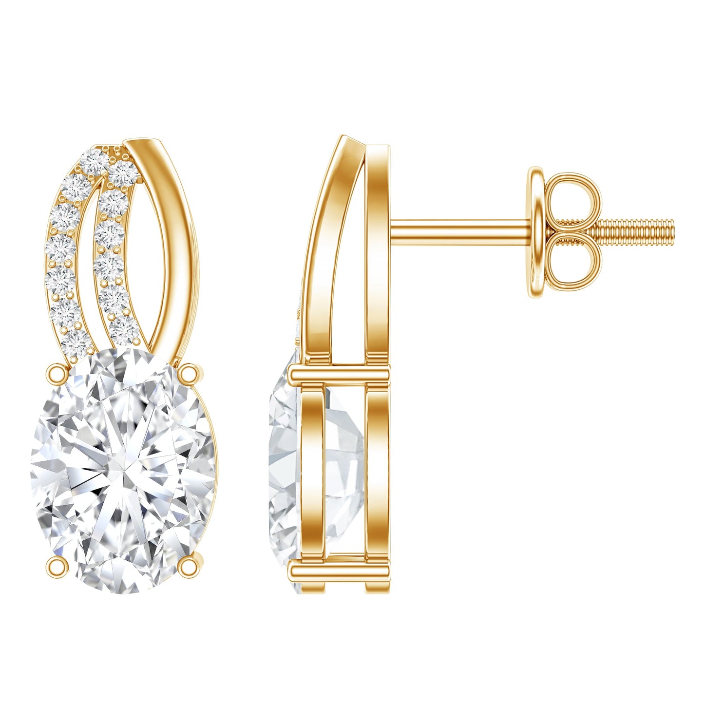 6X8 MM Oval Lab Grown Diamond Designer Studs For Women
