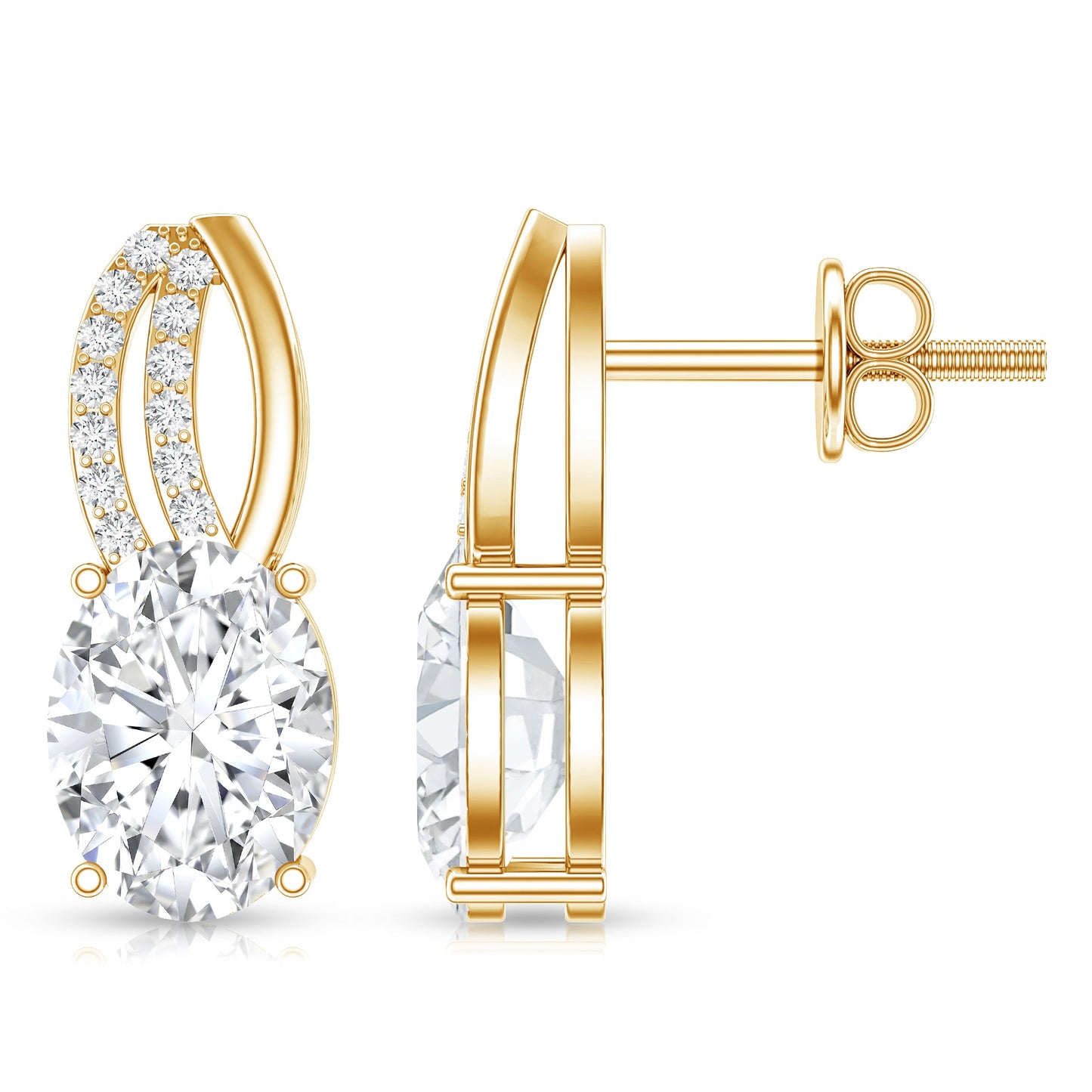 6X8 MM Oval Lab Grown Diamond Designer Studs For Women