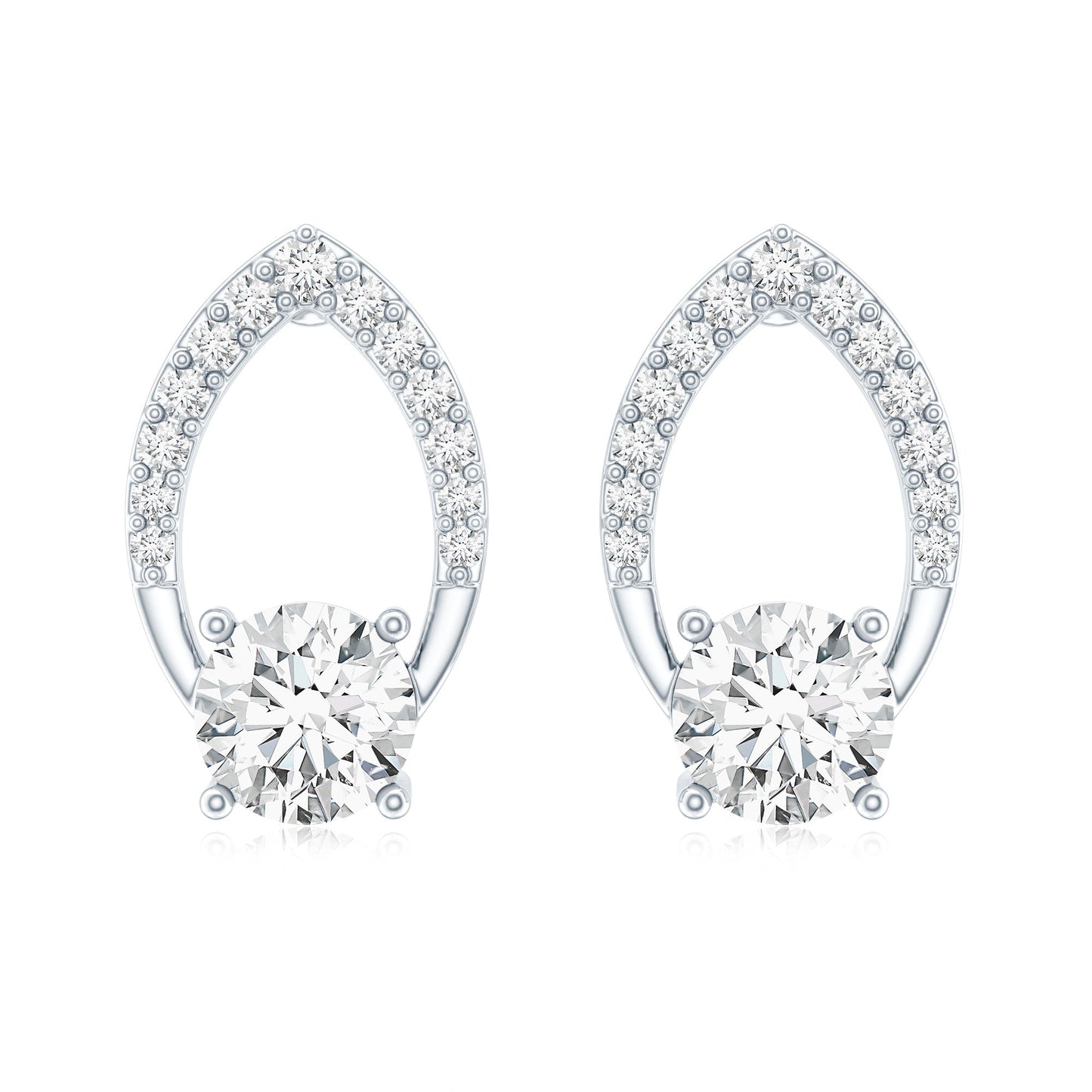 Certified 5 MM Lab Grown Diamond Leaf Stud Earrings