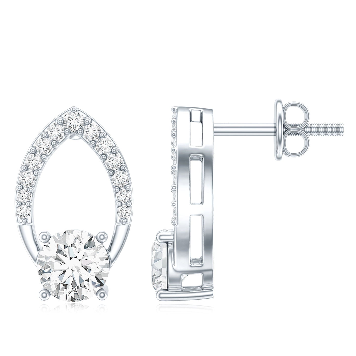Certified 5 MM Lab Grown Diamond Leaf Stud Earrings