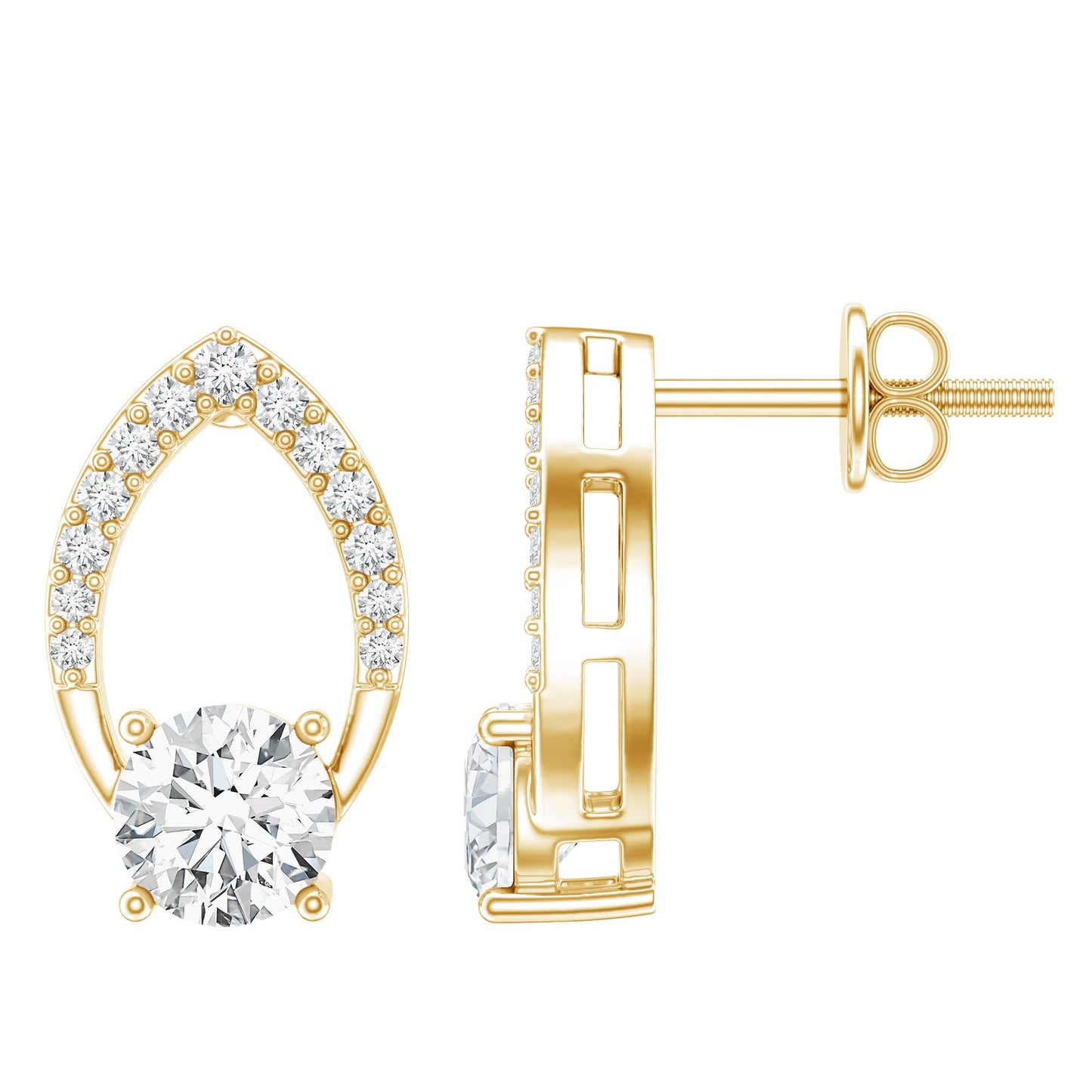 Certified 5 MM Lab Grown Diamond Leaf Stud Earrings